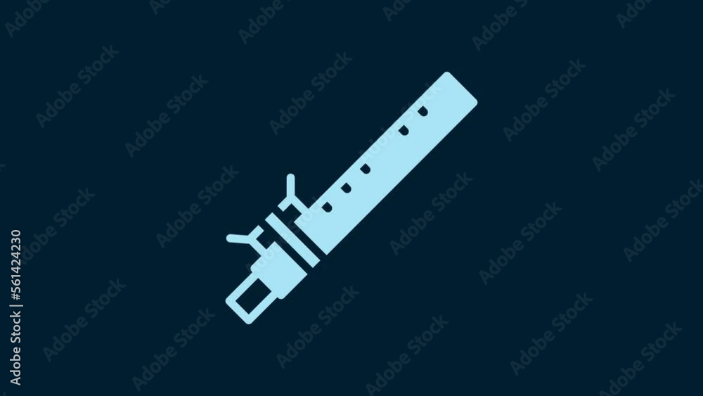 White Bamboo flute indian musical instrument icon isolated on blue background. 4K Video motion graphic animation White Bamboo flute indian musical instrument icon isolated on blue background. 4K Video motion graphic animation