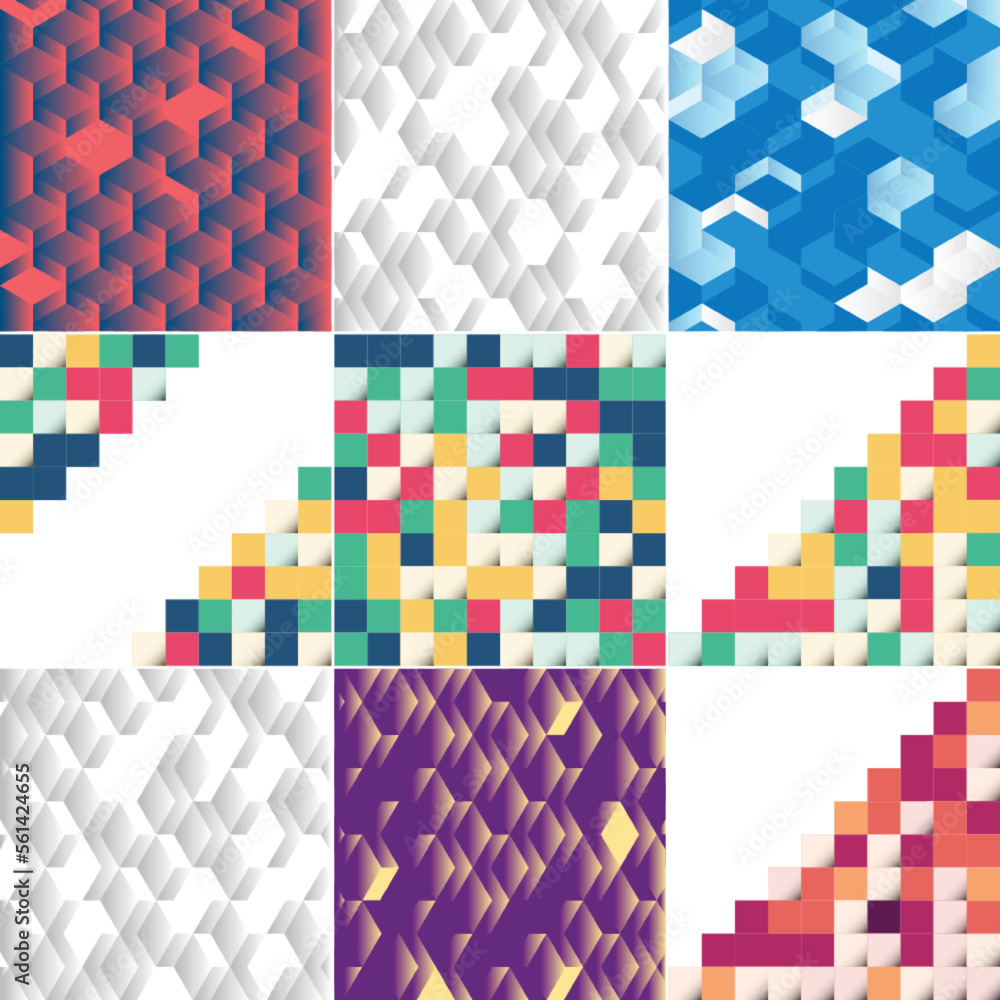 Abstract colorful square background pack of 12
