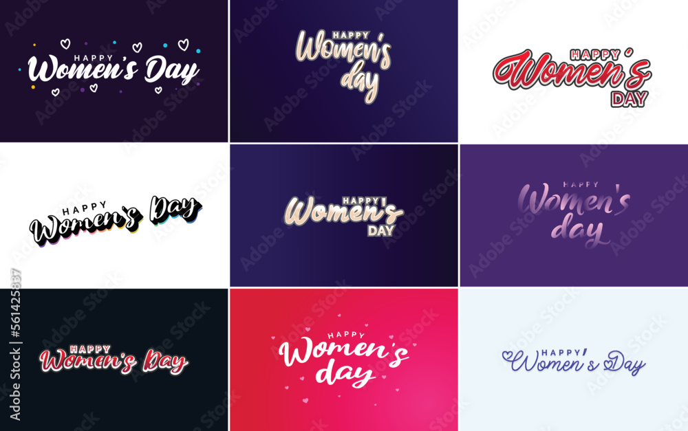 Set of Happy International Woman's Day signs. emblems. and design elements vector collection of signs. labels. and badges