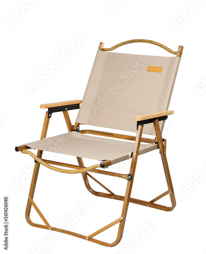Folding camp chair isolated on white background.