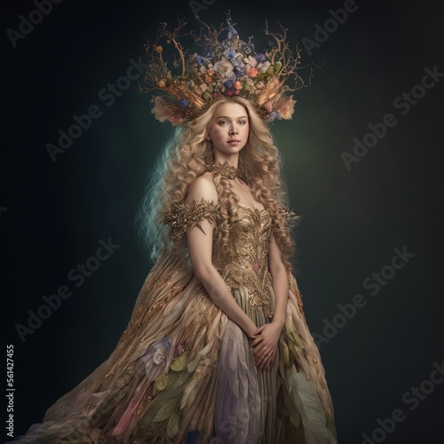 crowned grass fairy queen (generative AI)