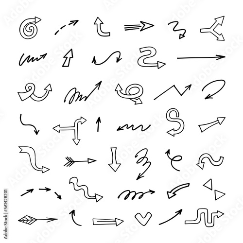Vector set of hand drawn arrows, elements for presentation
