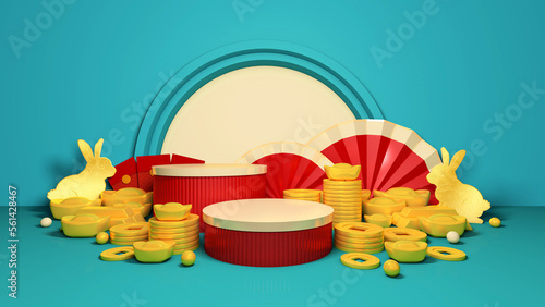 Photography Happy chinese new year for party and podium celebrations with space for message Isolated in background