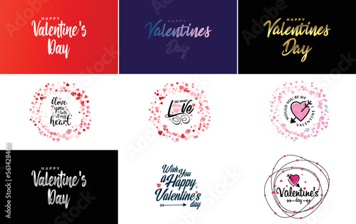 Happy Valentine s Day typography poster with handwritten calligraphy text. isolated on white background vector illustration