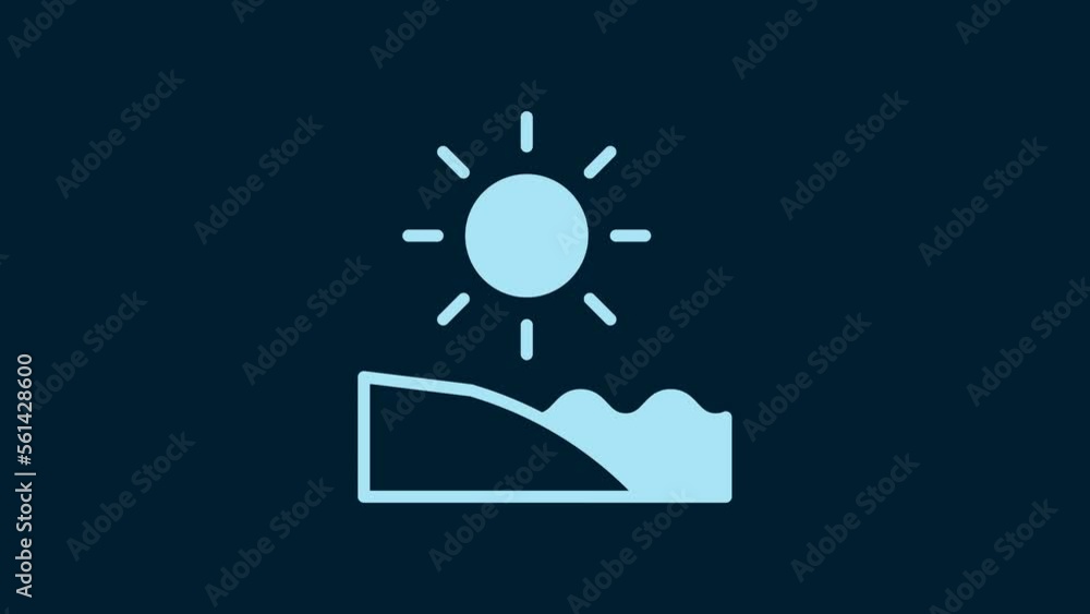 White Beach icon isolated on blue background. Tropical beach landscape. Good sunny day. 4K Video motion graphic animation White Beach icon isolated on blue background. Tropical beach landscape. Good sunny day. 4K Video motion graphic animation