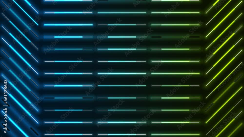 Vidéo Stock Vibrant green blue neon laser lines abstract futuristic ...