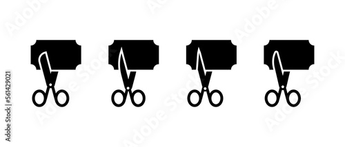 Coupon with scissors icon collection. different coupon with scissors concept.