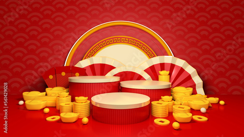 Photography Happy chinese new year for party and podium celebrations with space for message Isolated in background