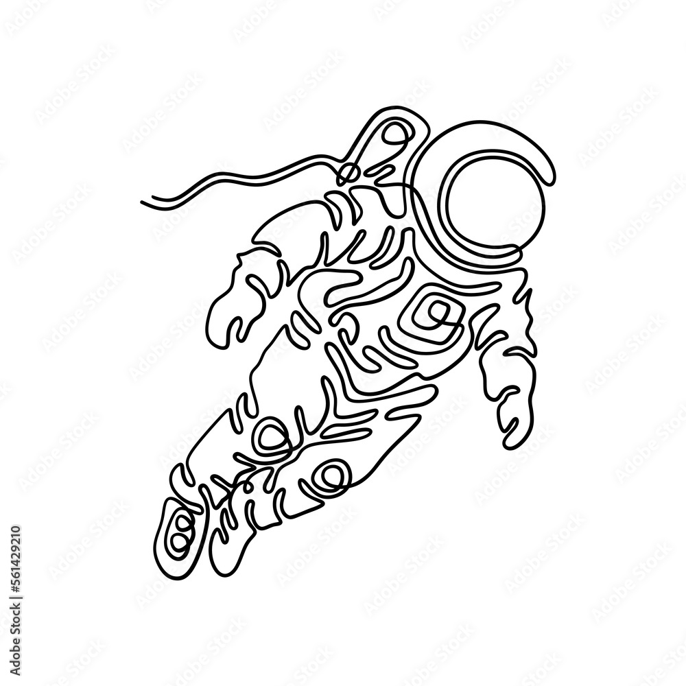 Astronaut vector in one line continuous drawing Stock Vector Adobe Stock