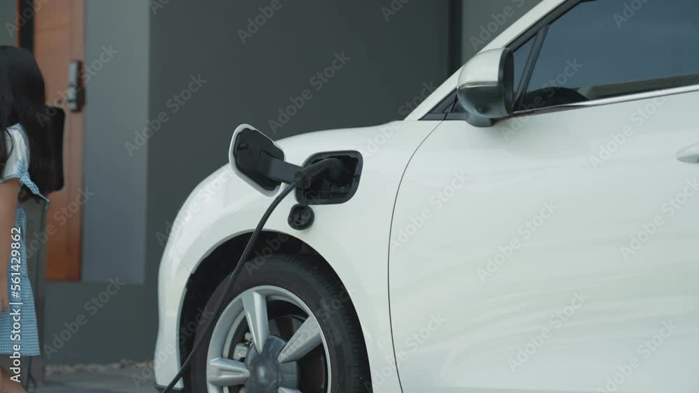 Vídeo do Stock Progressive father and daughter installing plug from