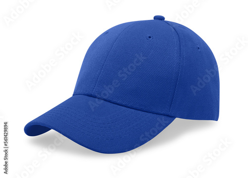 Photography blue baseball cap isolated on white background.