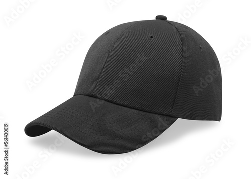 Canvas Print black baseball cap isolated on white background.