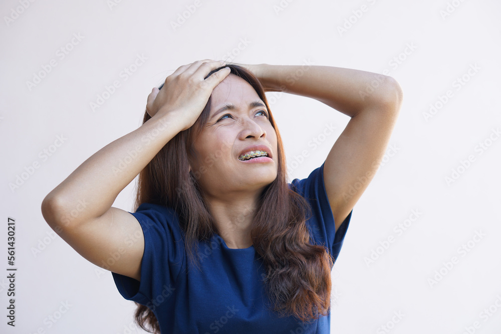 Asian women mark hands in crosses.. Asian women mark hands in crosses..