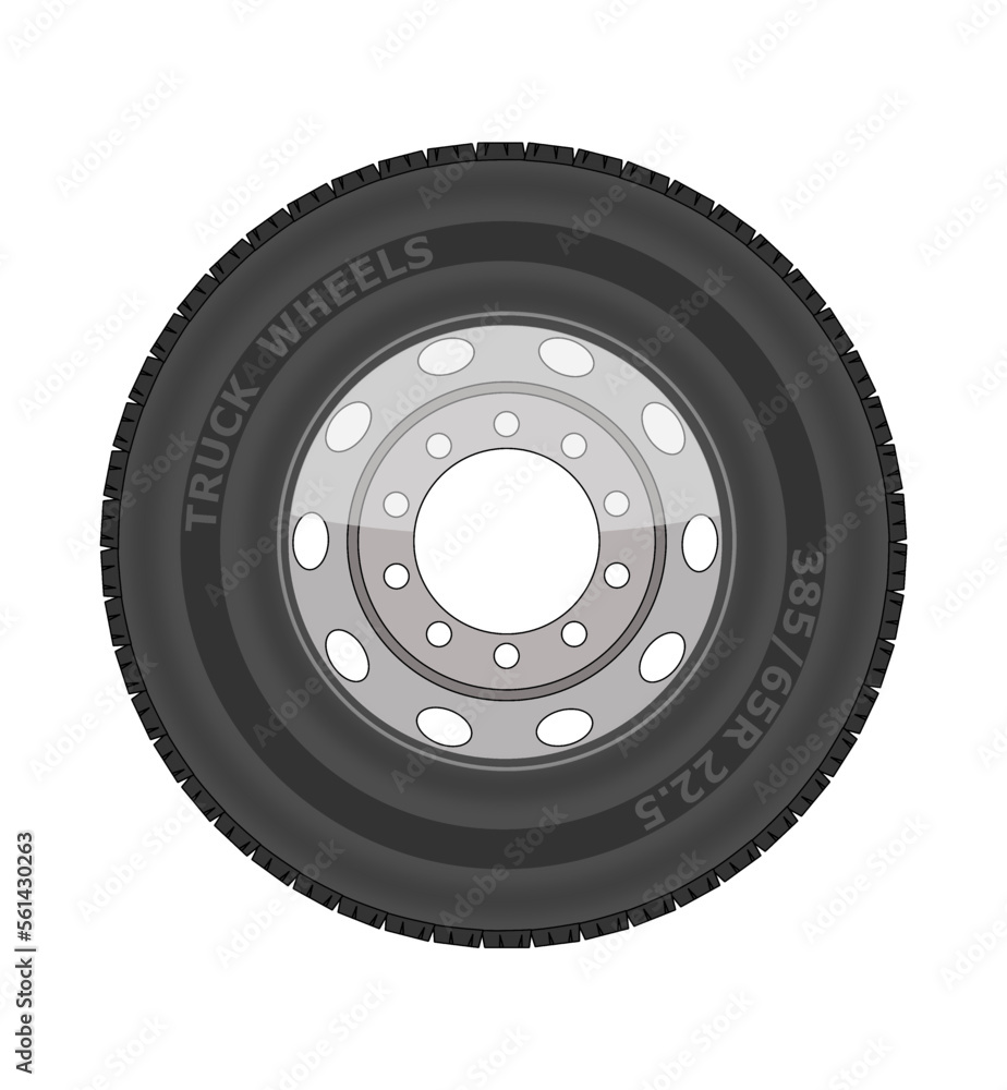 Truck and lorry wheel, tire on white background, vector illustration
Truck and lorry wheel, tire on white background, vector illustration
