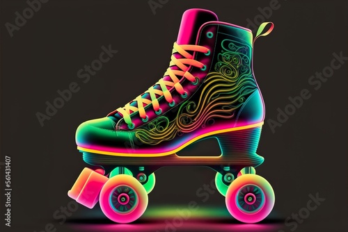 Neon roller skates, bright, multicolored (Generative AI) photo