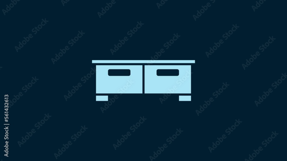 White Chest of drawers icon isolated on blue background. 4K Video motion graphic animation White Chest of drawers icon isolated on blue background. 4K Video motion graphic animation