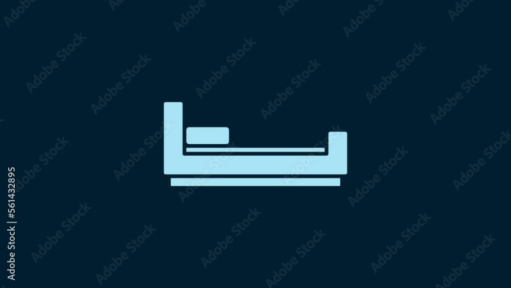 White Bed icon isolated on blue background. 4K Video motion graphic animation White Bed icon isolated on blue background. 4K Video motion graphic animation