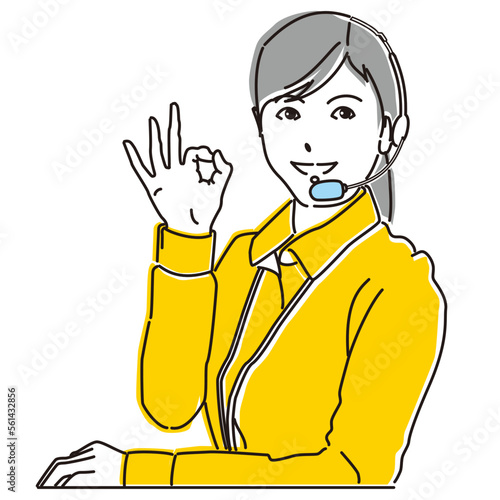 OKサインを出す溌剌とした働く女性