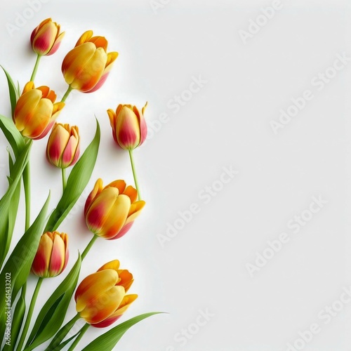Tulips woman's day eighth march isolated on white background 