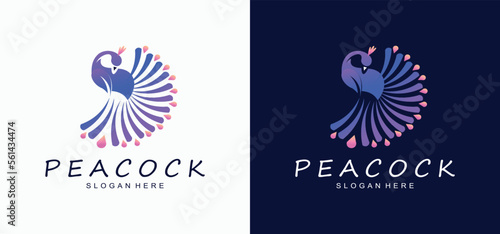 abstract peacock logo design ,Peacock Luxury Logo, Colorful peacock vector illustration,animal logo.