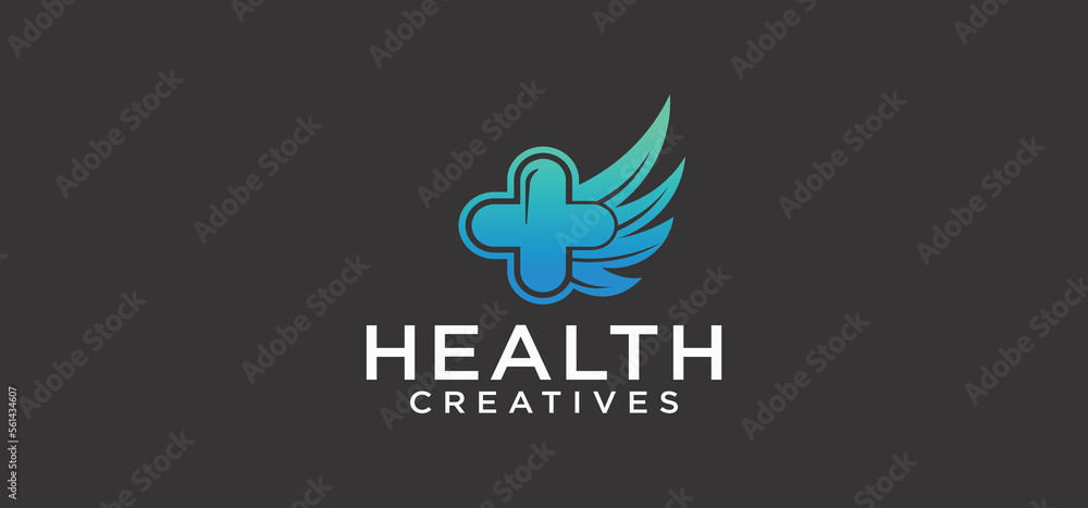 Fototapeta premium Medical Health Digital Logo, technology medical logo for modern and sophisticated medical care.
