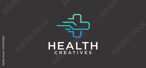 Medical Health Digital Logo, technology medical logo for modern and sophisticated medical care.