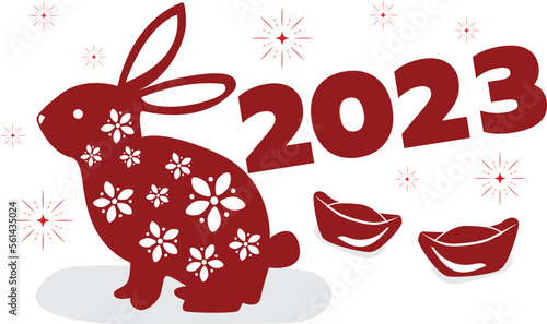 happy chinese new year 2023, year of the rabbit, happy new year illustration for posters, cards, calendars, signs, banners, websites, public relations and other designs