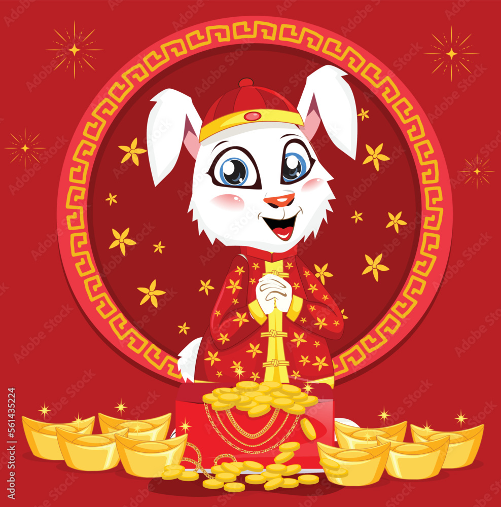happy chinese new year 2023, year of the rabbit, happy new year illustration for posters, cards, calendars, signs, banners, websites, public relations and other designs