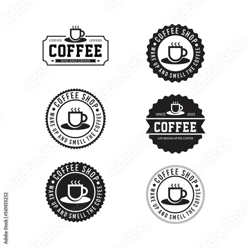 Vintage Retro coffee label. Different logo, badge, emblem collection on white background. Vector black and white
