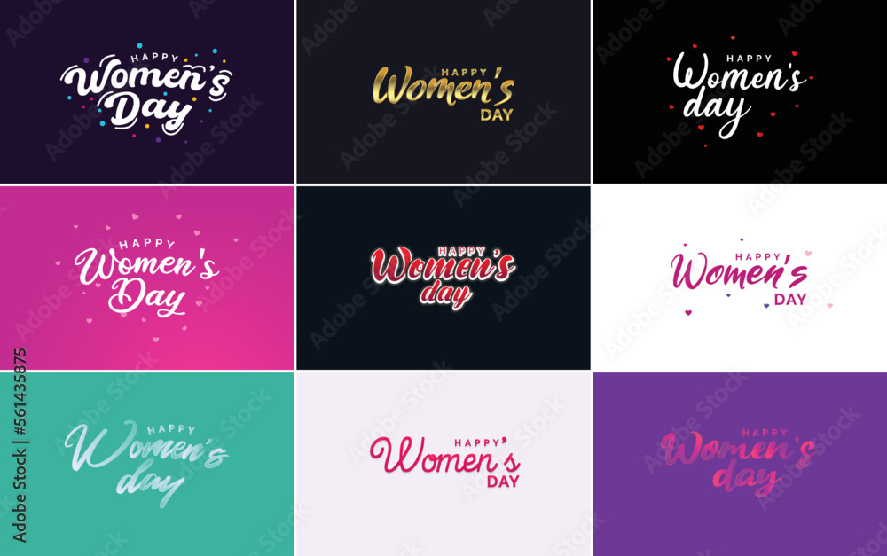 Abstract Happy Women's Day logo with a women's face and love vector logo design in pink and black colors