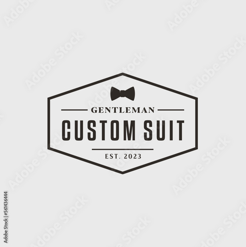 Bow Tie Bowtie  Tuxedo Suit Gentleman Fashion Tailor Clothes Vintage Classic Logo design
