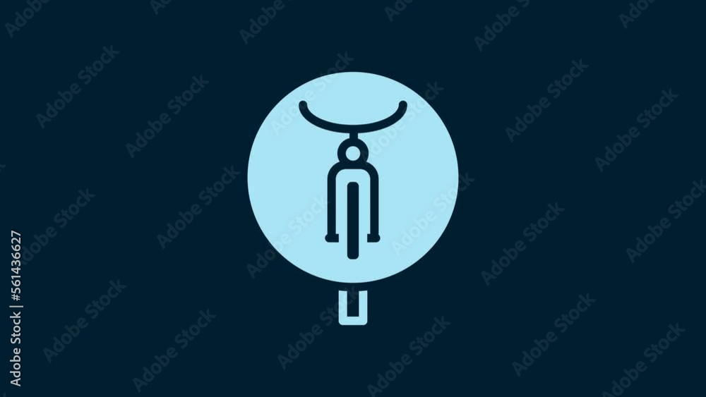 White Bicycle icon isolated on blue background. Bike race. Extreme sport. Sport equipment. 4K Video motion graphic animation White Bicycle icon isolated on blue background. Bike race. Extreme sport. Sport equipment. 4K Video motion graphic animation