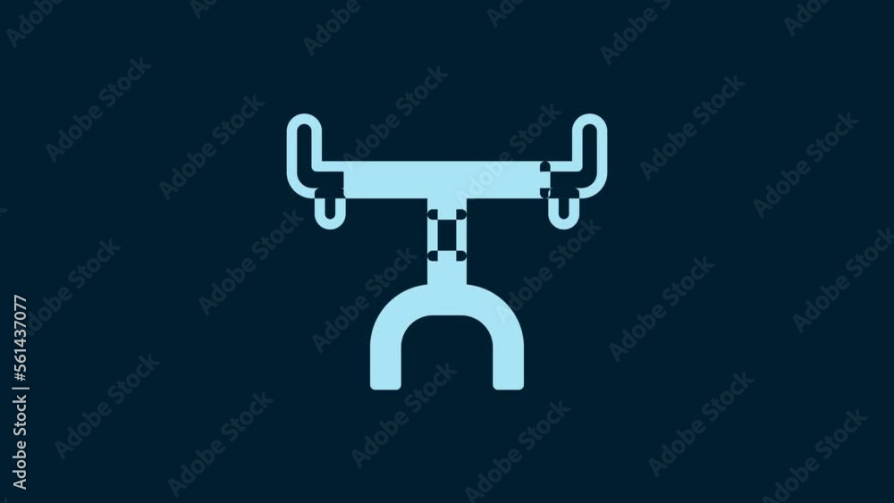 White Bicycle handlebar icon isolated on blue background. 4K Video motion graphic animation White Bicycle handlebar icon isolated on blue background. 4K Video motion graphic animation