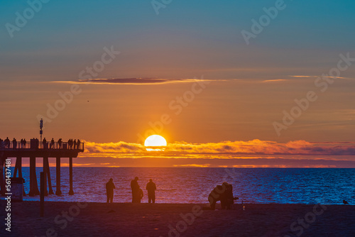  California Hermosa Beach .
We can see beautiful sunset at Hermosa Beach California. The western sky and horizon are glowing with the setting sun.
