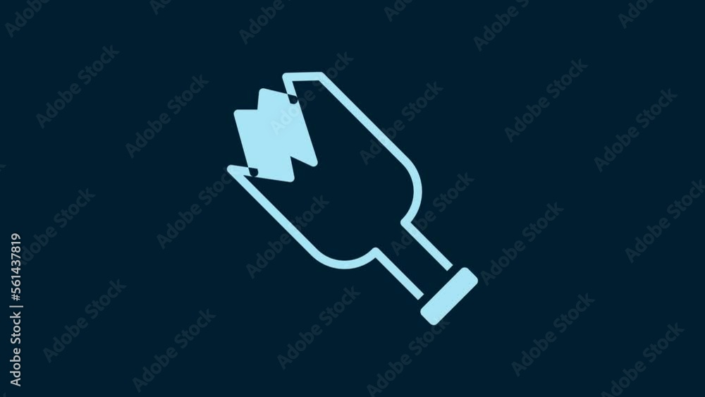 White Broken bottle as weapon icon isolated on blue background. 4K Video motion graphic animation White Broken bottle as weapon icon isolated on blue background. 4K Video motion graphic animation