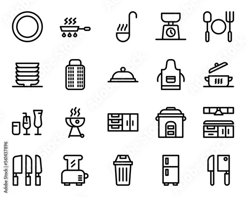 vector icon kitchen outline style. Pixel perfect. editable stroke