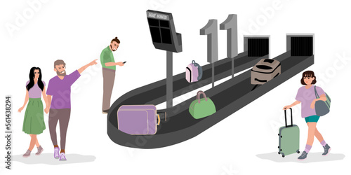 Scene with people at airport baggage claim area