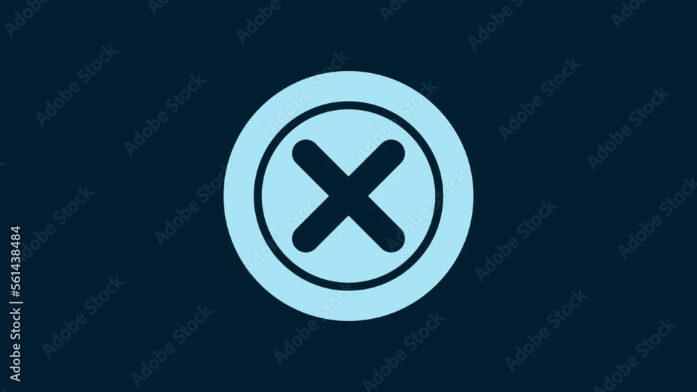 White X Mark, Cross in circle icon isolated on blue background. Check cross mark icon. 4K Video motion graphic animation White X Mark, Cross in circle icon isolated on blue background. Check cross mark icon. 4K Video motion graphic animation
