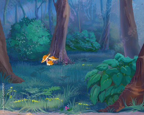 Mushrooms in a Forest illustration