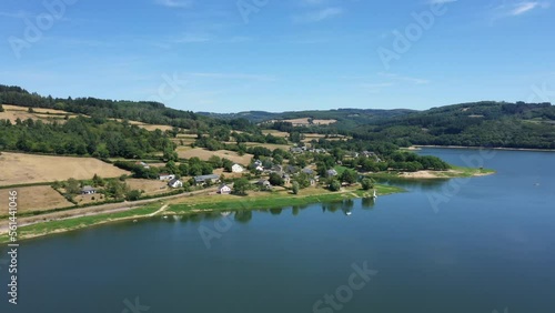 The edges of Panneciere Chaumard lake in Europe, France, Burgundy, Nievre, Morvan, in summer, during a stormy day. photo