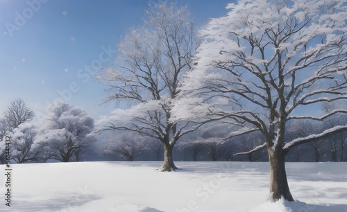 冬の雪が降り積もった木々 © Bob