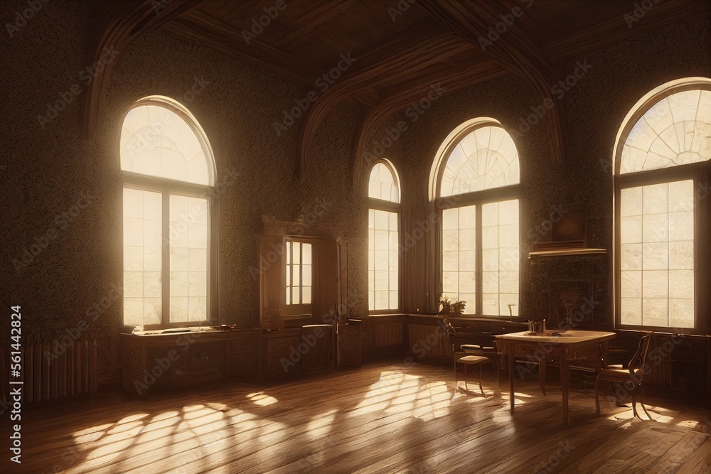 Luxury Tudor Interior Design Living Interior at Golden Hour Made with Generative Ai