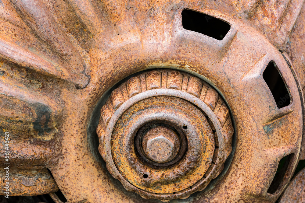 old machinery details closeup. rusty gears and sprockets.