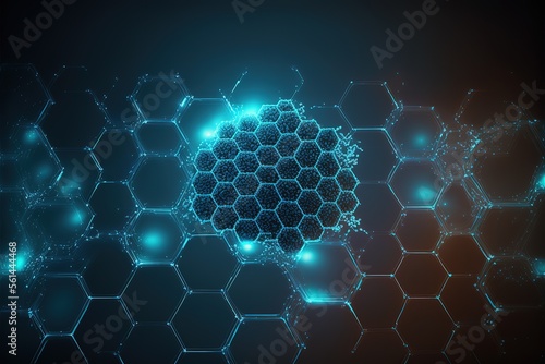 Abstract technology or medical background with hexagons shape pattern. Generative AI
