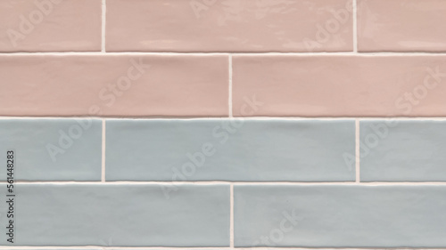 blue and pink salmon tilling brick wall in Subway station © OceanProd