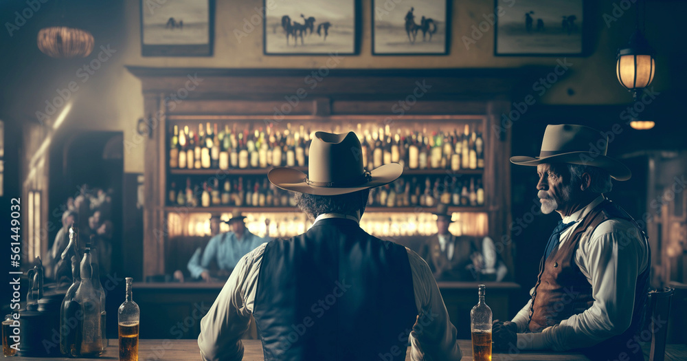 Cowboys on the saloon. Generative AI. Cowboys on the saloon. Generative AI.
