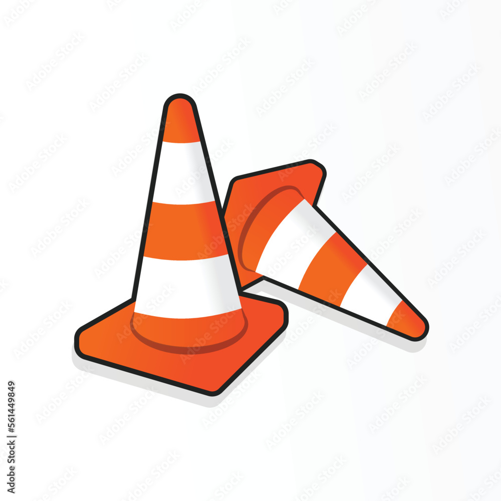 2D Vector Realistic Traffic Cone (Editable)