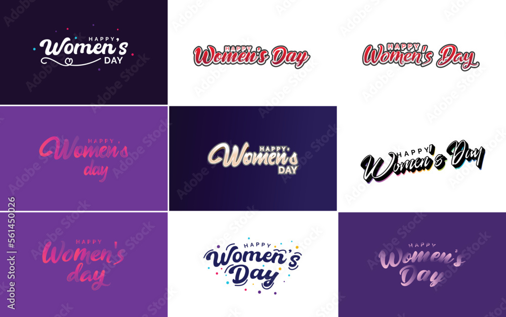 Abstract Happy Women's Day logo with love vector logo design in shades of blue and green