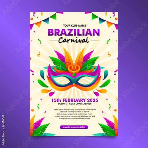 Carnival Brazilian Festival Flyer with cute colorful element design