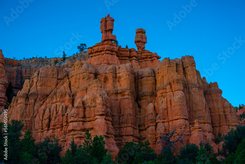 Orange stone sand walls of canyon in desert National Park 